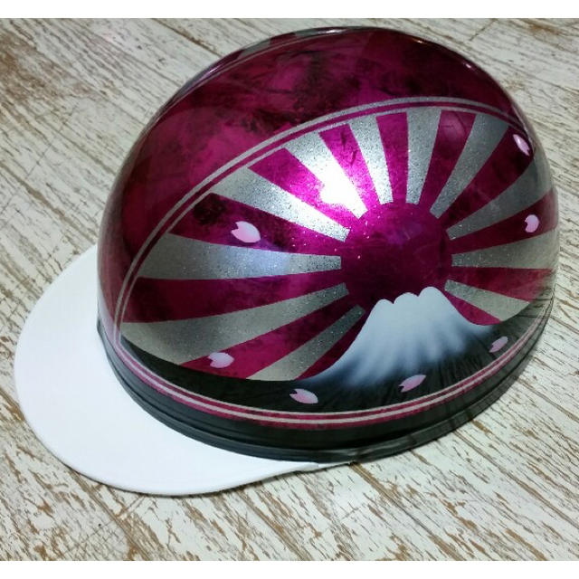 キャンディーピンク ラメ ラップ塗装 富士日章 コルク半 ヘルメット