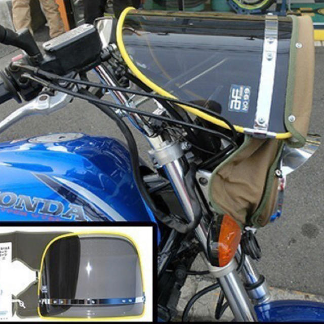 バイク用品 Z-FATHER 旭風防 スモーク(黄縁)(緑布タレ)の通販 by