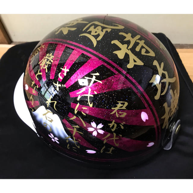 ピンクラメ ラップ塗装 君が代 富士日章 コルク半 ヘルメットの通販 by