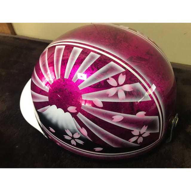 ピンクラメ サクラ 富士日章 コルク半 ヘルメットの通販 by paint｜ラクマ