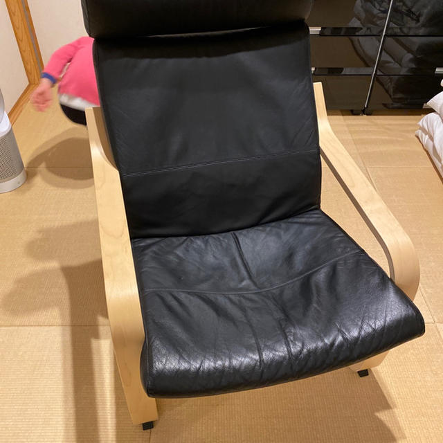 IKEA - IKEA ポエング チェアー ロッキングチェア ブラック 本革レザー