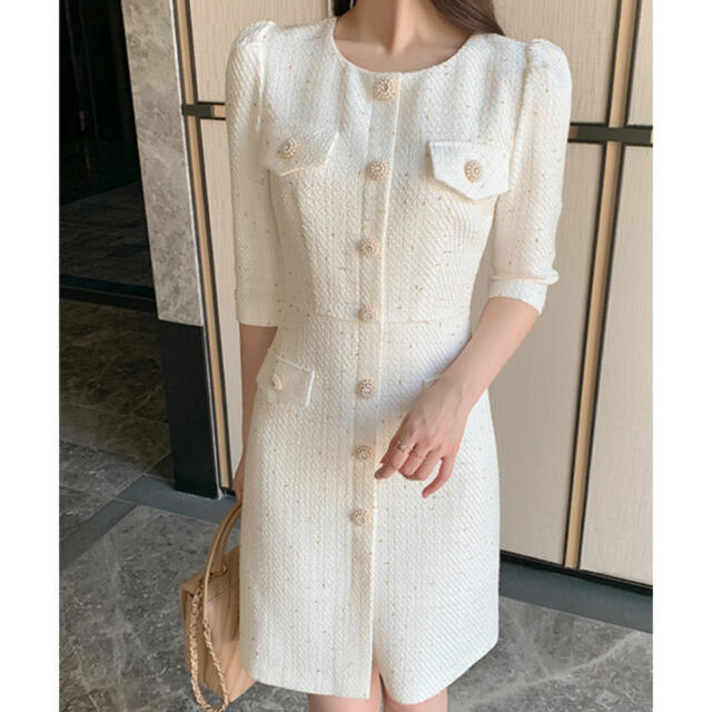 CHANEL - シャネル シャネル風 ワンピース ツイードワンピースの通販