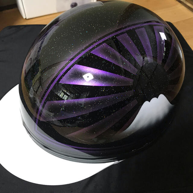 ラメなし 在庫 紫 黒 富士日章 コルク半 ヘルメットの通販 by paint