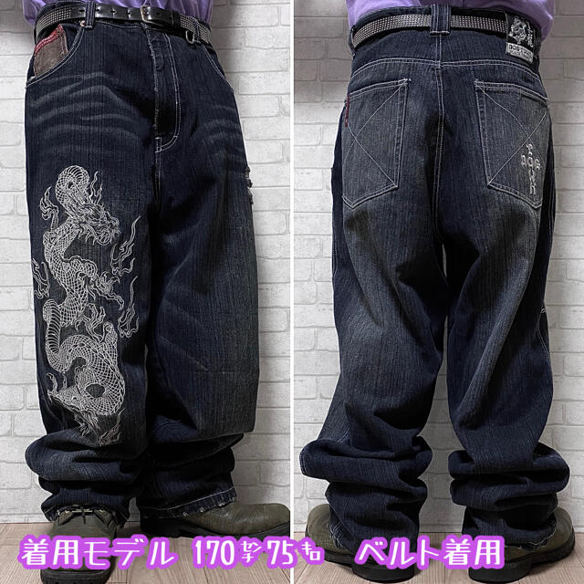 DOG TOWN - DOG TOWN ドッグタウン 黒龍 極太 ワイドデニム バギー 龍