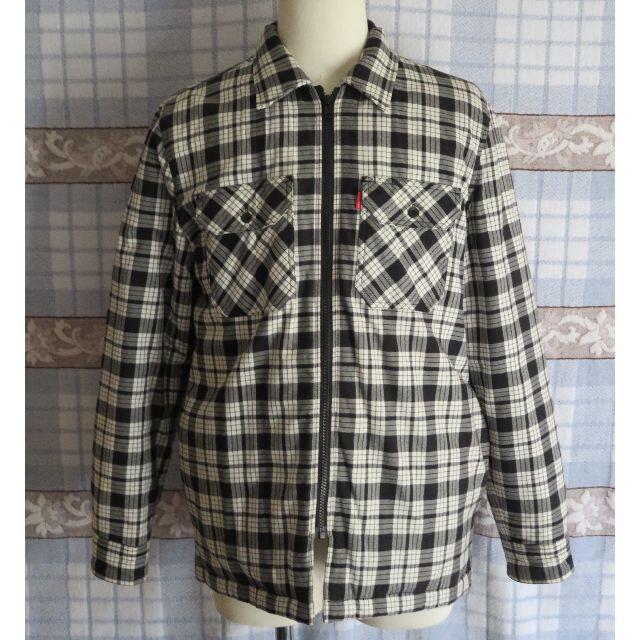 Supreme - シュプリームQuilted Zip Flannel Shirt 白黒チェック柄Sの