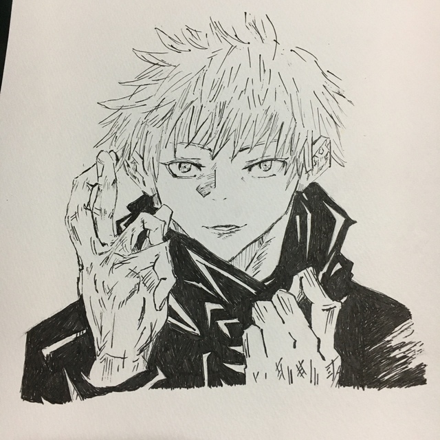 呪術廻戦 五条悟 イラスト 手描きの通販 by うしママ's shop｜ラクマ