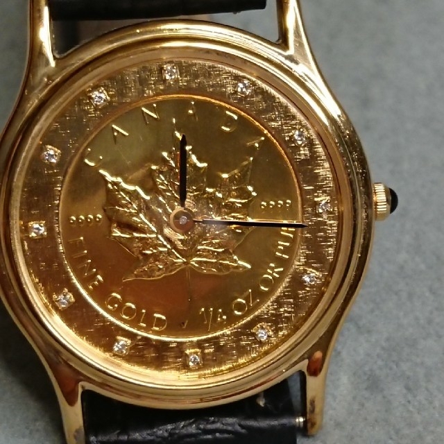 メープルリーフ1/4oz金貨12Pダイヤ時計(コインウォッチ:金時計)の通販