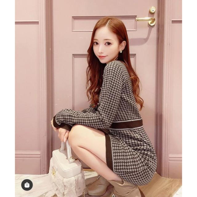 michellMacaron - 今期最新作♡マカロン千鳥柄ニットワンピースの通販