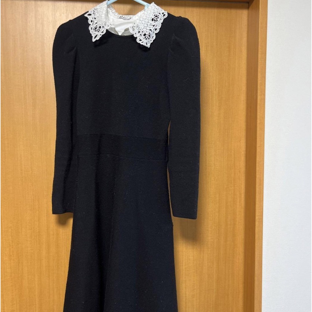 SNIDEL - snidel ホワイトレースカラーニットワンピース レース 襟の