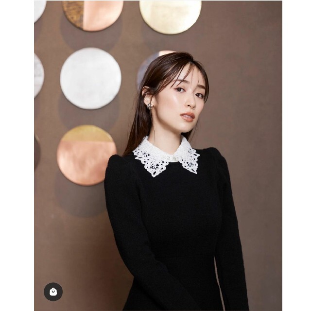 SNIDEL - スナイデル ホワイトレースカラーニットワンピースの通販 by