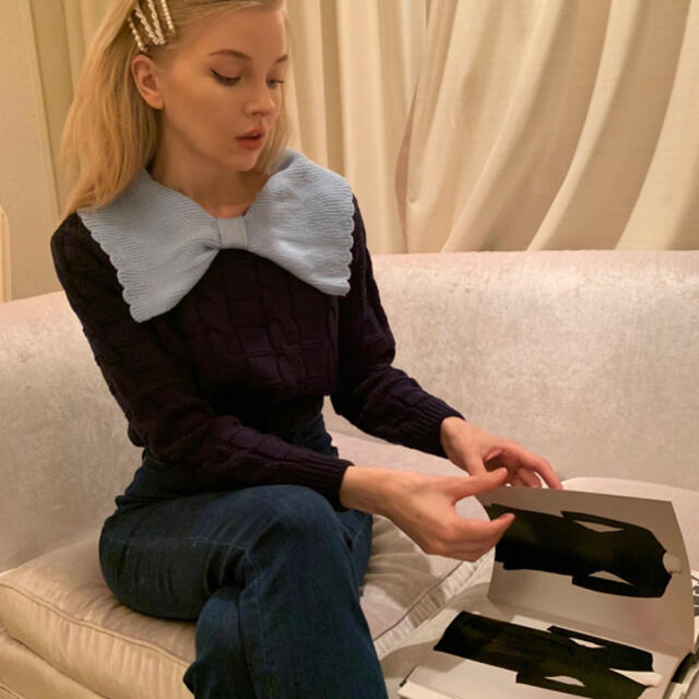 エピヌ epine big ribbon collar knitの通販 by 🐱｜ラクマ