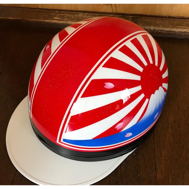7色ラメ 赤白 富士日章 コルク半 ヘルメット の通販 by paint｜ラクマ