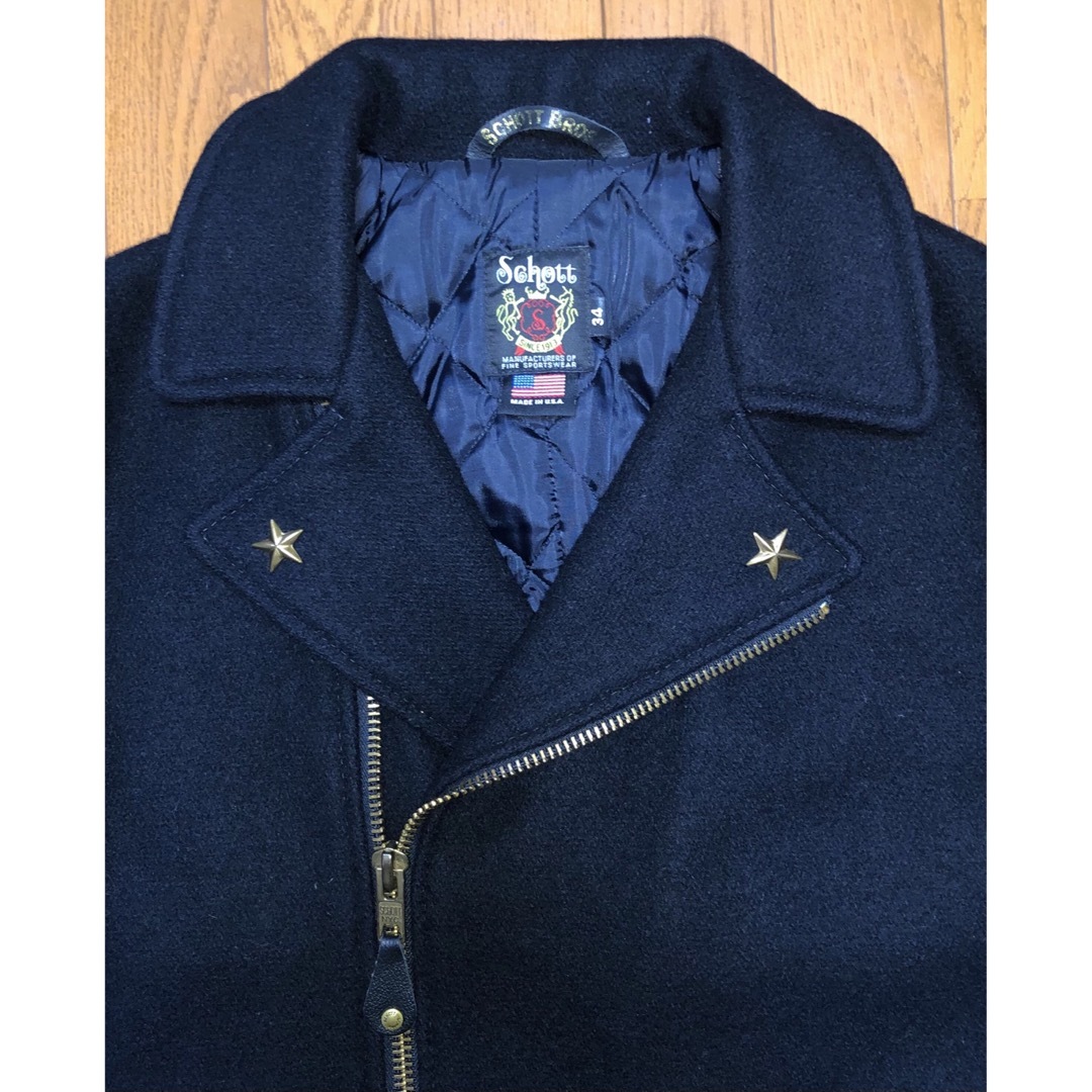 schott - 良品 Schott 769 ライダースPコート 34 黒 金 ライダース