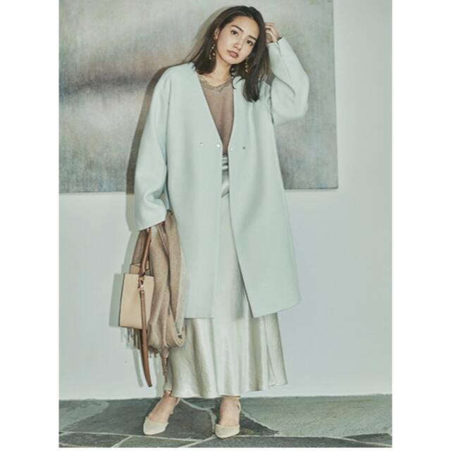 FRAY I.D - フレイアイディー Vネックノーカラーコート ミントグリーン