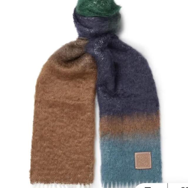 LOEWE - LOEWE ロゴマルチカラー ストライプウール モヘアマフラーの