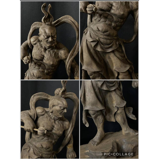 特大72cm 井波彫刻 楠材 時代彫刻 仏師手仕上げ品 仁王像 金剛力士像