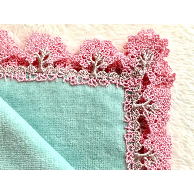 今治タオル - 近沢レース タオル ハンカチ サクラ 桜並木 グリーンの