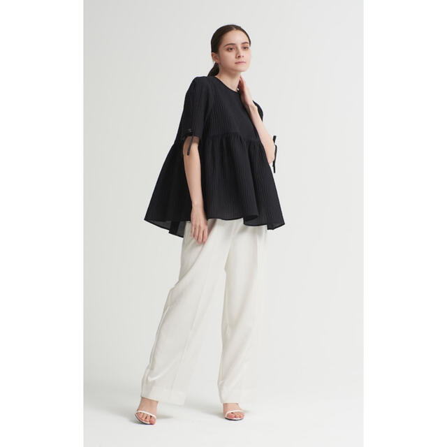 ヨリyori フクレフレアブラウスブラック38