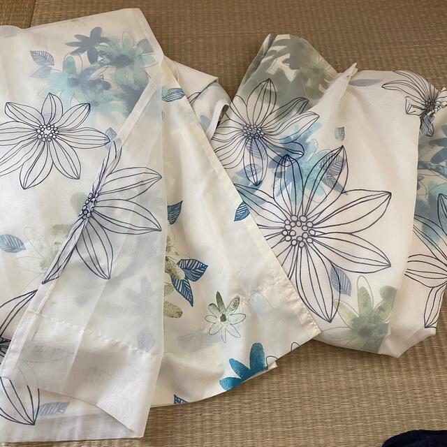 ニトリ - ニトリ カーテン 花柄 レース二枚重ね 青系の通販 by