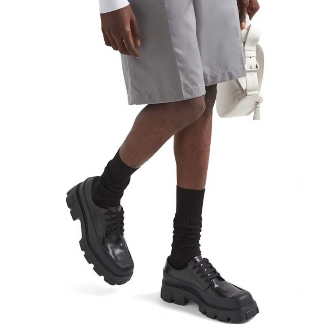 PRADA プラダ MONOLITH モノリス スクエアトゥ ダービー シューズの