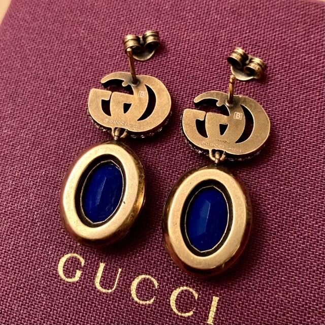 GUCCI - GUCCI ブルークリスタルピアス ジミン着用 両耳の通販 by