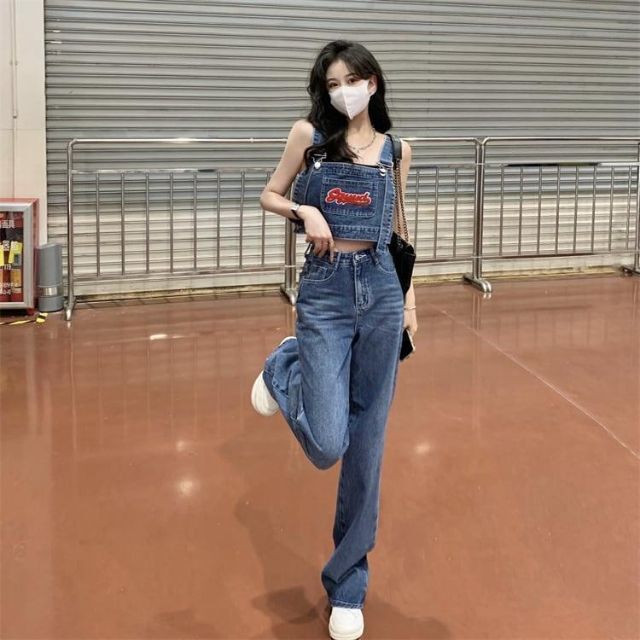 韓国デザイン♡スタイルアップ 叶う♪ デニム セットアップ サロペット