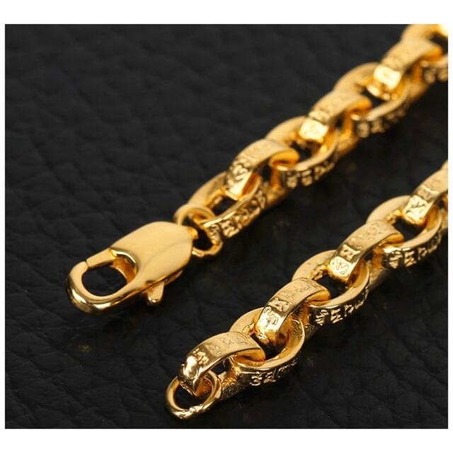 梵字彫 22k仕上げ ペーパーチェーン ロープチェーン ゴールド