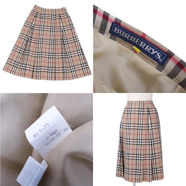 BURBERRY - バーバリー スカート チェック プリーツ ウール レディース