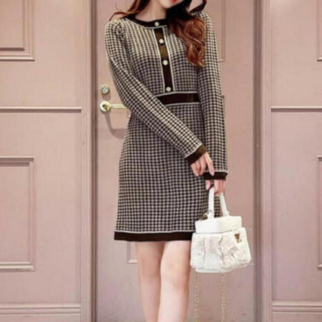 michellMacaron - ミシェルマカロン 千鳥柄ニットワンピースの通販 by