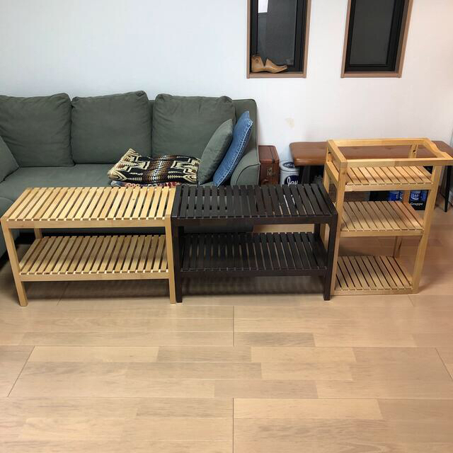IKEA - 【廃盤品】IKEA 1番左のモルゲル MOLGER ベンチ 棚 木製ラック
