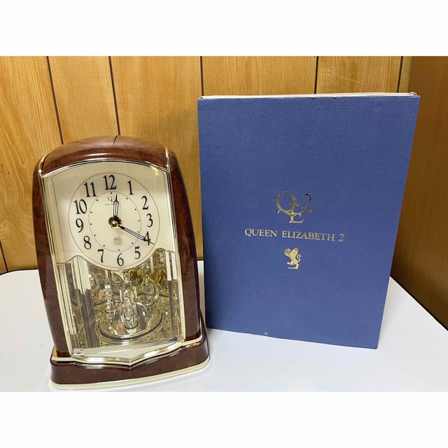 置き時計 リズム時計 シチズン 茶色 QE2 クイーンエリザベス2 ジャンク