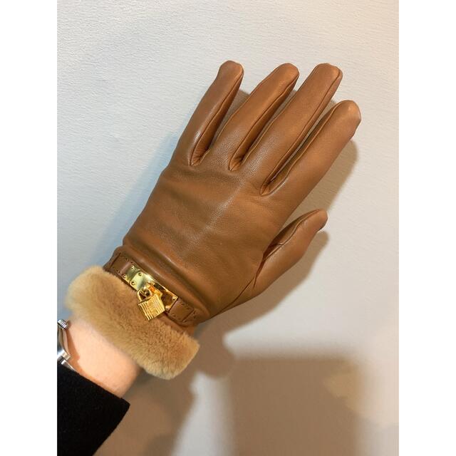 HERMES - エルメス プリンセス ケリー グローブ ラムスキン ミンク