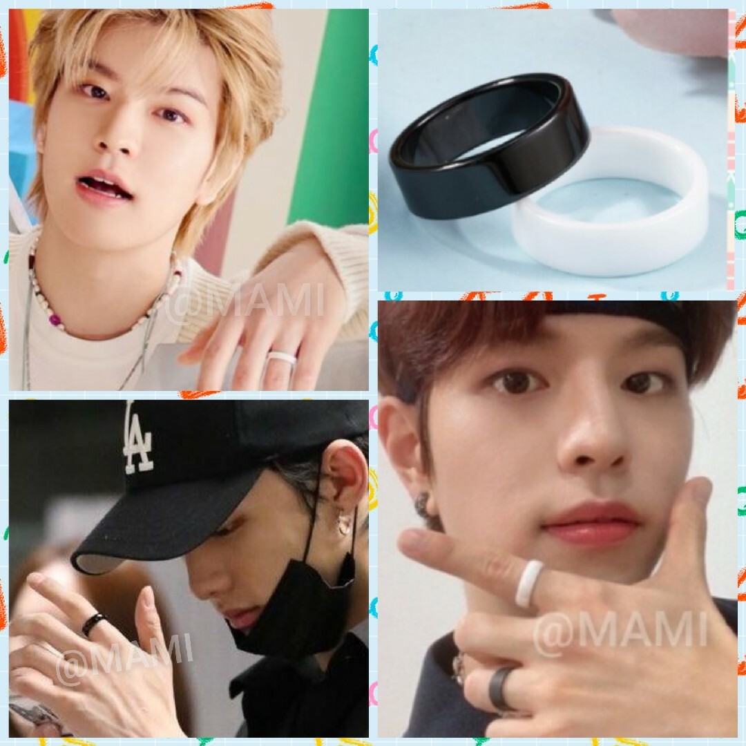 Stray Kids - 💙セラミックリング 指輪 ②セット/白黒💙stray kids