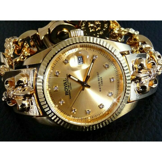 高級重量感！ ゴールド 24k クロス ブレス 腕時計 ブレスレット