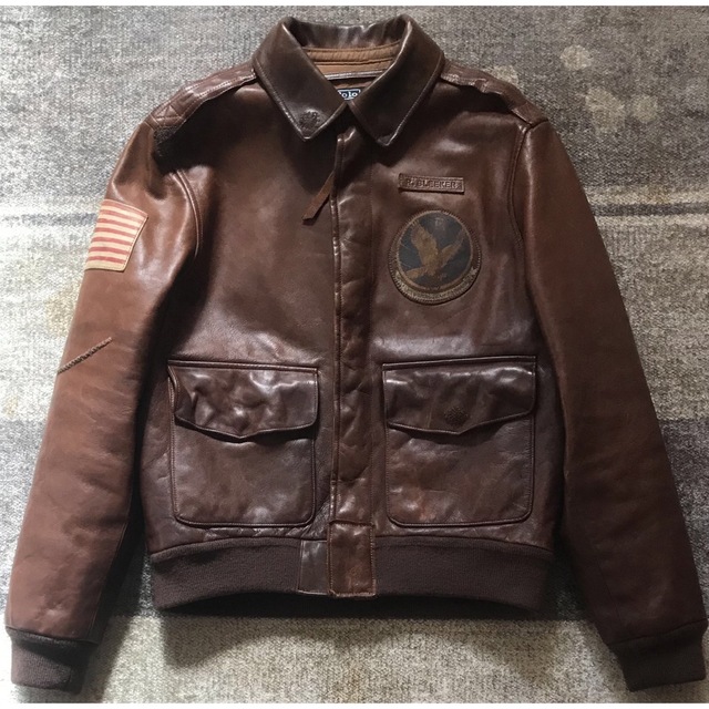 幻の逸品 超レア 圧巻の戦闘機ペイント ラルフローレン A-2 レザー