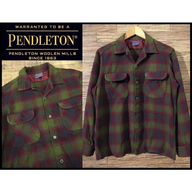 Pendleton ボードシャツ 70s オンブレ シャドー ブラウン グリーン