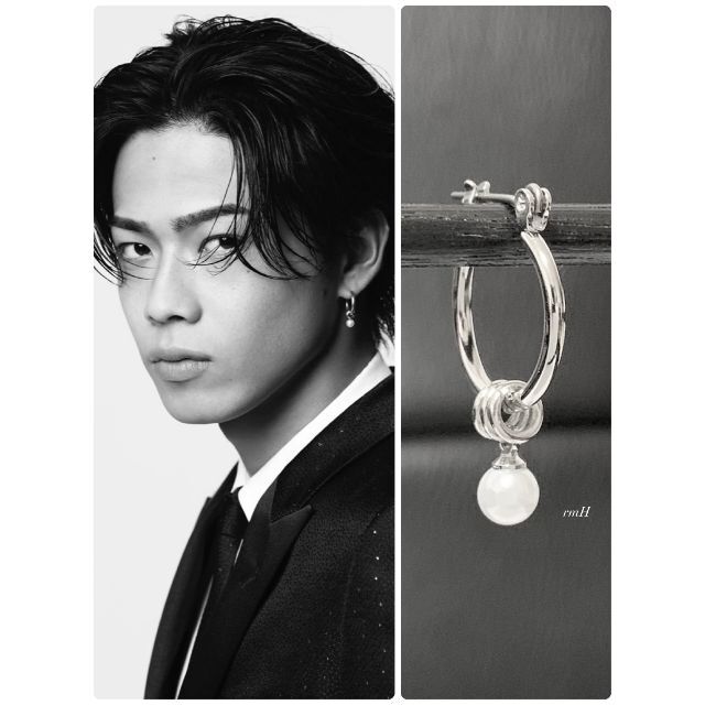 コムドット やまと 着用タイプ!!【ワンポイントパールピアス 1個】の