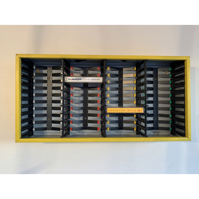 cassette city カセットテープ収納ラック黄色 レトロ ヴィンテージの