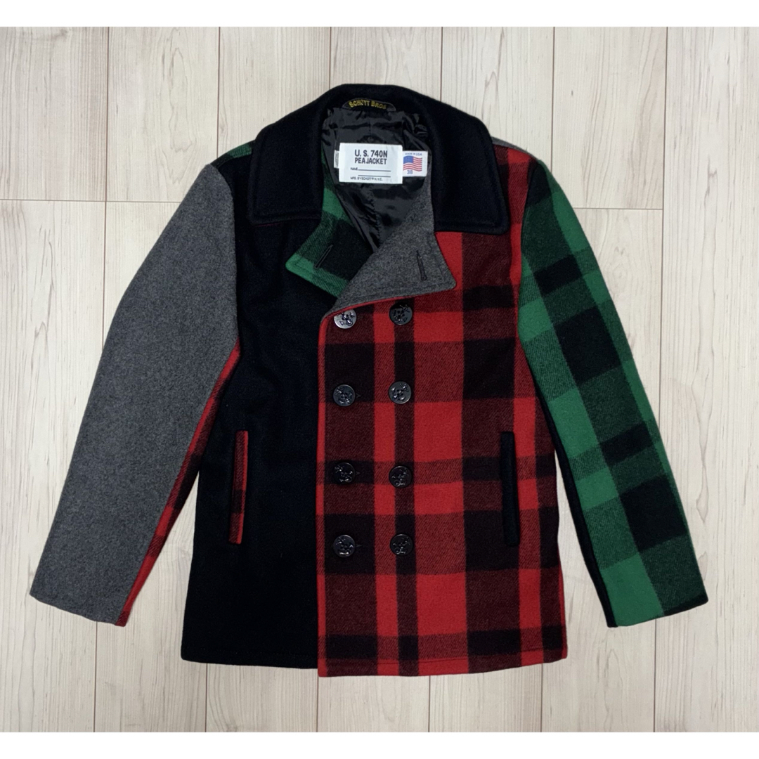 schott - 38 美品 Schott 732 Pコート タイト スリム クレイジー