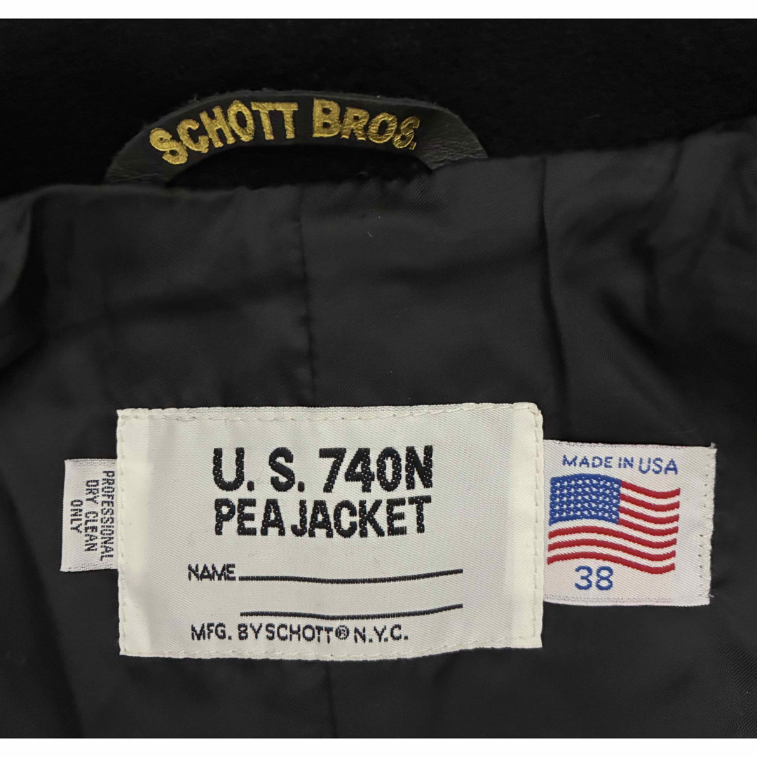 schott - 38 美品 Schott 732 Pコート タイト スリム クレイジー