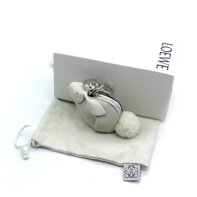 LOEWE - ロエベ バニー チャーム レザー ムートン アイボリー アニマル