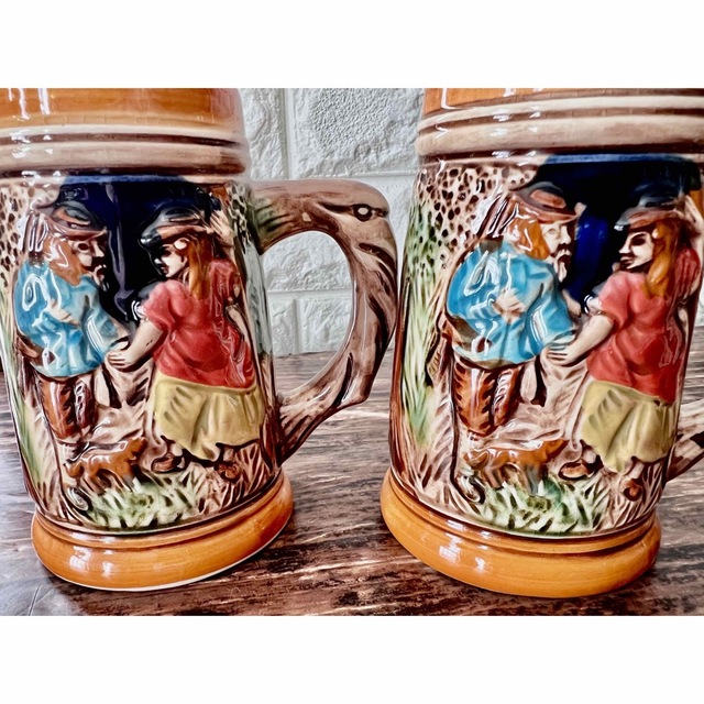 ドイツ ビア ジョッキ マグ カップ 2個 セット ハンドメイド ③の通販