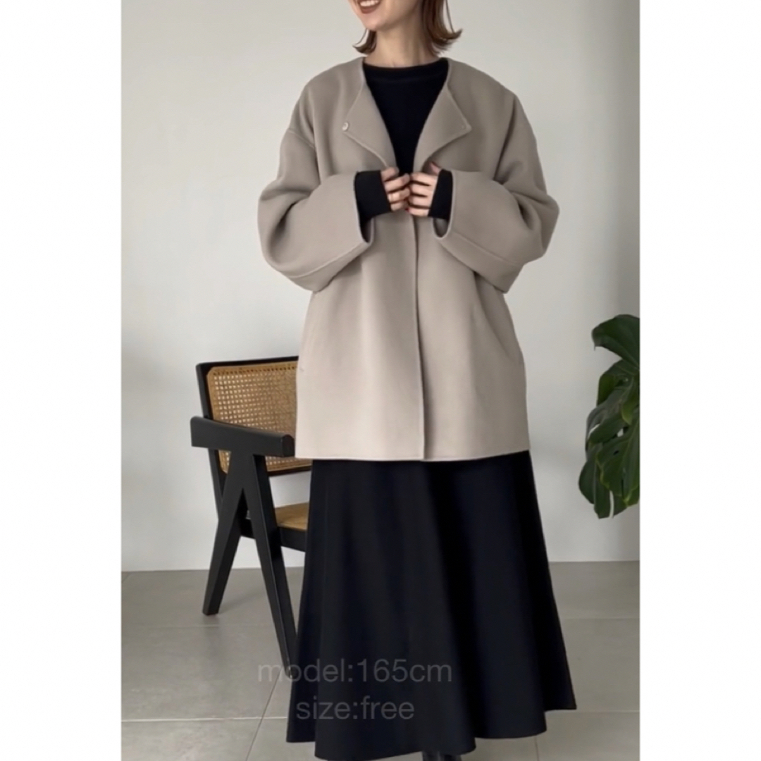 SLOBE IENA - HAMILTONダブルフェイスウールショートコート ベージュの