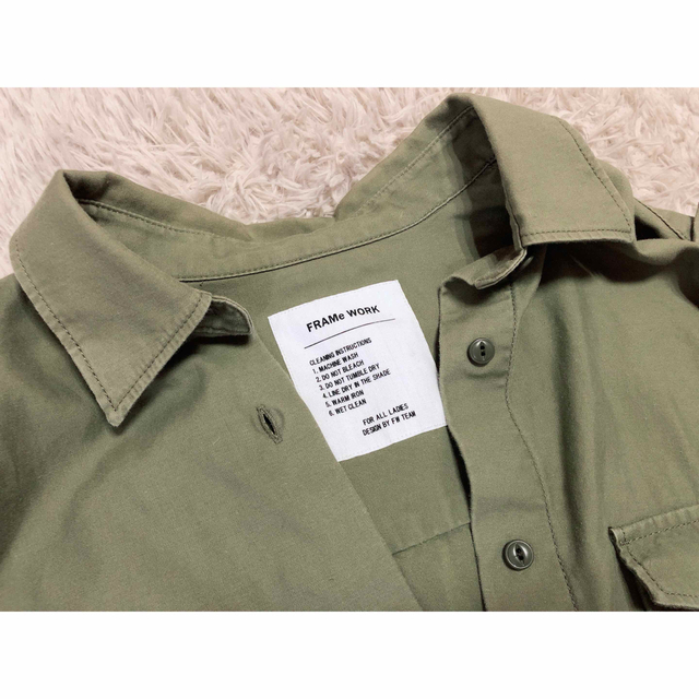 FRAMeWORK - FRAMeWORK バックサテン ミリタリーシャツ カーキ ビック