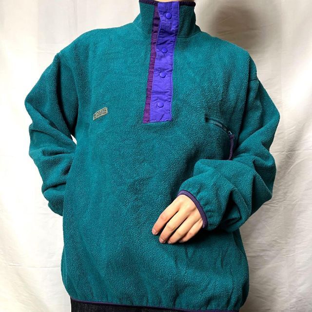 Columbia - USA製 コロンビア☆スナップtフリース 古着 90s 希少 革