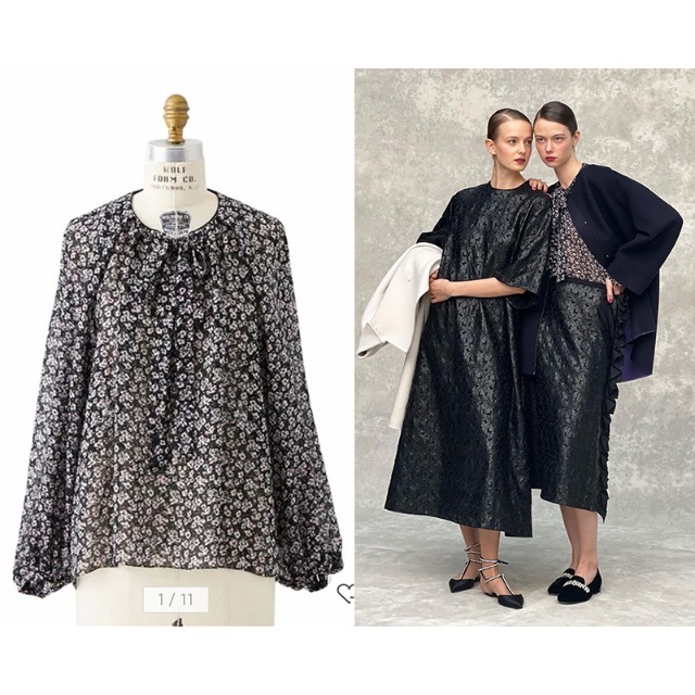 Drawer - Drawer*2022 Novembre フラワージャカードブラウス リボンの