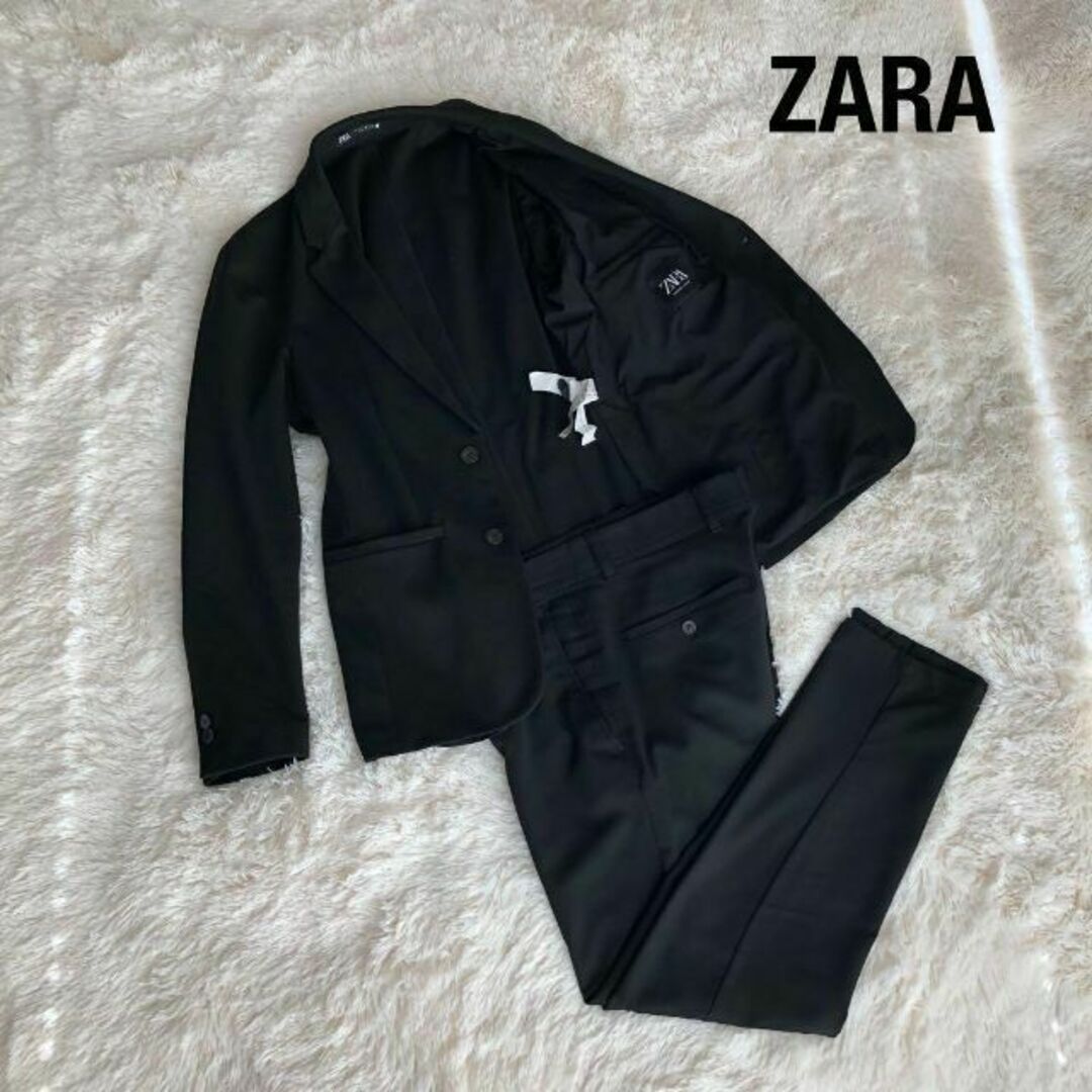 ZARA - ZARAザラ スウェット地 セットアップスーツ ブラック黒 46の