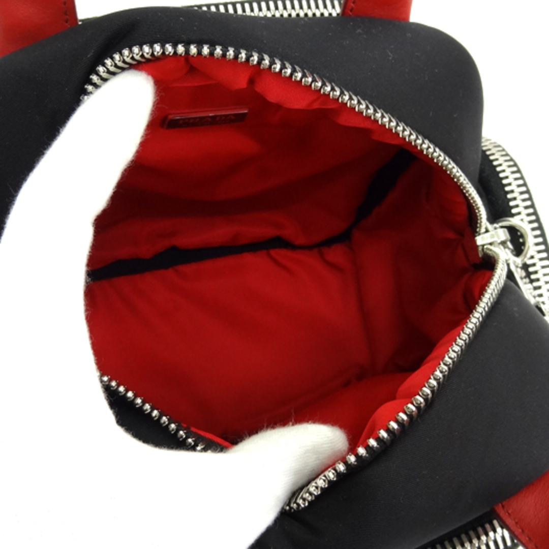 PRADA - プラダ 2WAY ハンドバッグ ナイロン レザー ブラック レッド