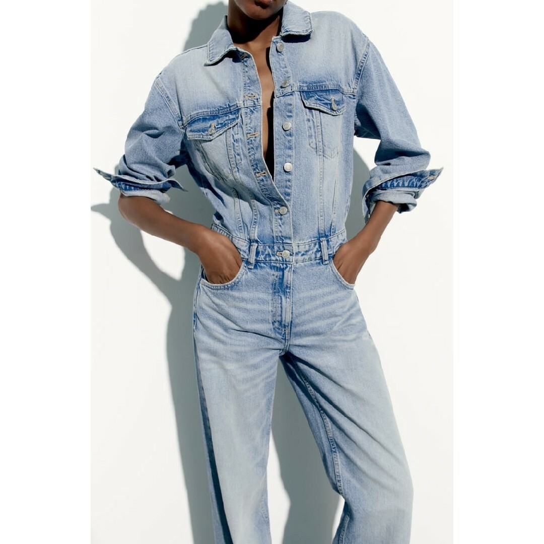 即完売品♡ザラ フルレングスカットアウトブラックデニムジャンプ