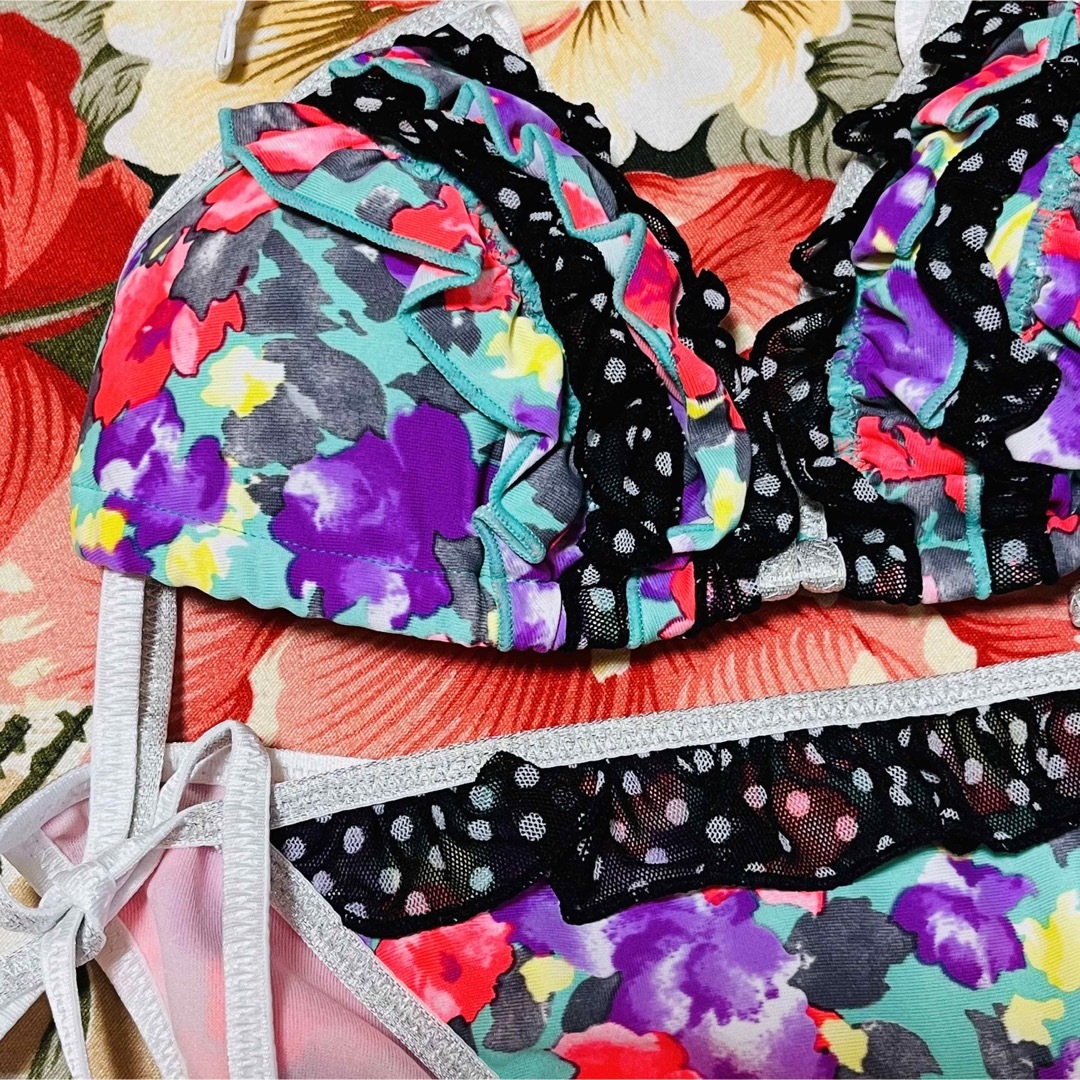 Ravijour - ☆Ravijour☆水着フリルビキニ☆花柄ドット柄☆シルバー